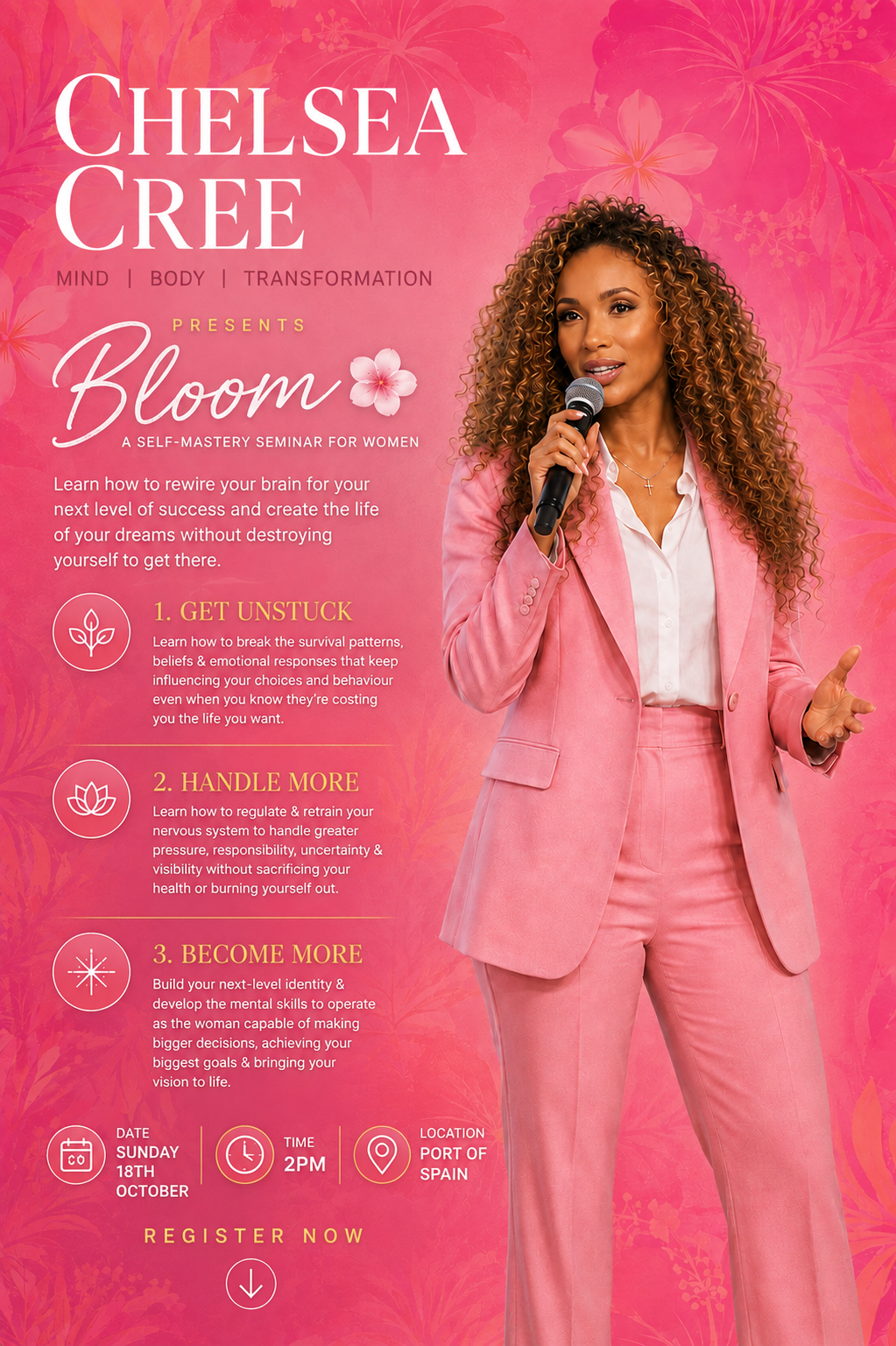 BLOOM by Chelsea Cree — A Self-Mastery Seminar for Women, Sunday 18th October, 2 PM, Port of Spain.